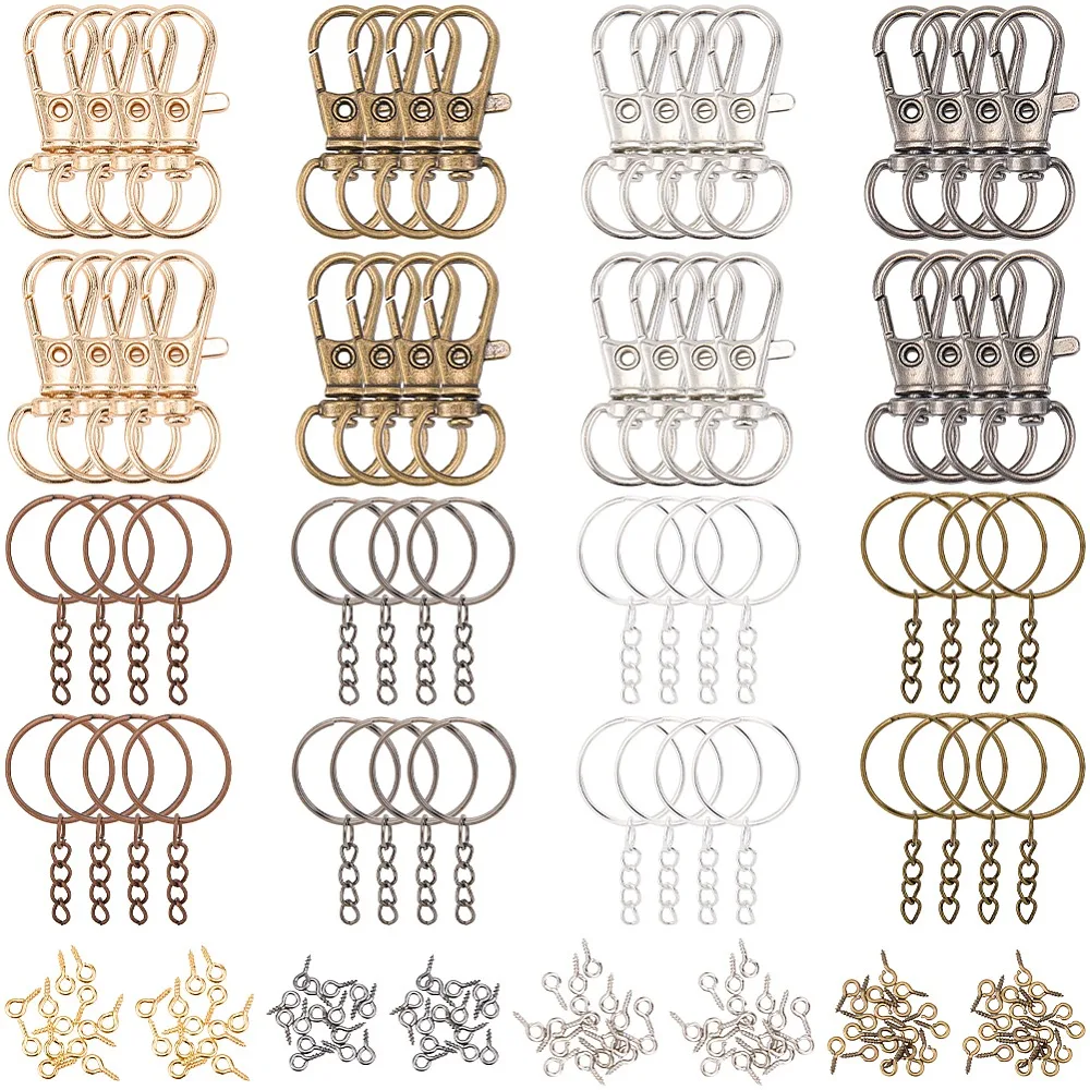 

DIY Keychian Jewelry Making Finding Kits include Alloy Swivel Lobster Claw Clasps Iron Split Key Rings Screw Eye Pin Peg Bails