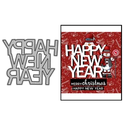 MangoCraft Happy New Year Cutting Dies Embossing DIY Scrapbooking Metal Cut Dies For Handmade Cards Decor 2023 New Year Gifts