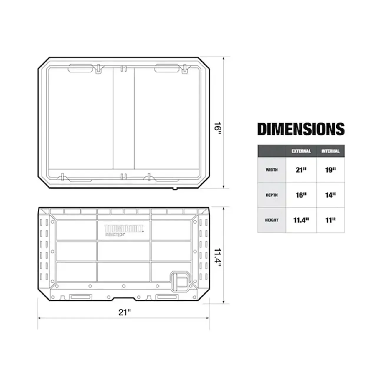 TOUGHBUILT Stackable Headless Toolbox Stacked Storage Turnover Box TB-B1-X-50