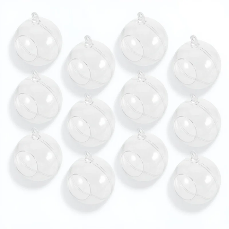 

12Pcs Christmas Hollow Ball Pendant Clear Ornament Hanging Hole Suitable Tree Party Celebration Decoration Home Office Cafe