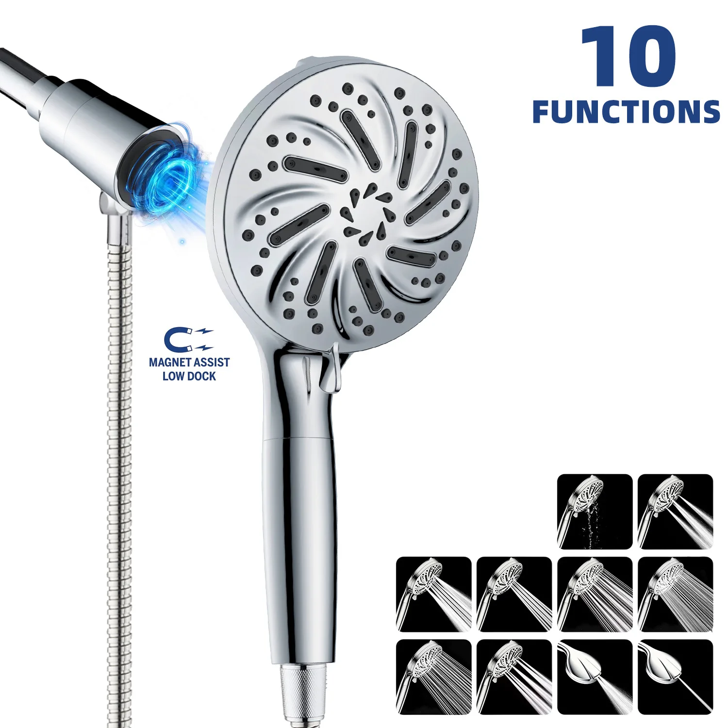 

10-функциональная магнитная всасывающая вода с пистолетом-распылителем, ручной душ Aquamagnex, трансграничный фильтр, душевой набор под давлением