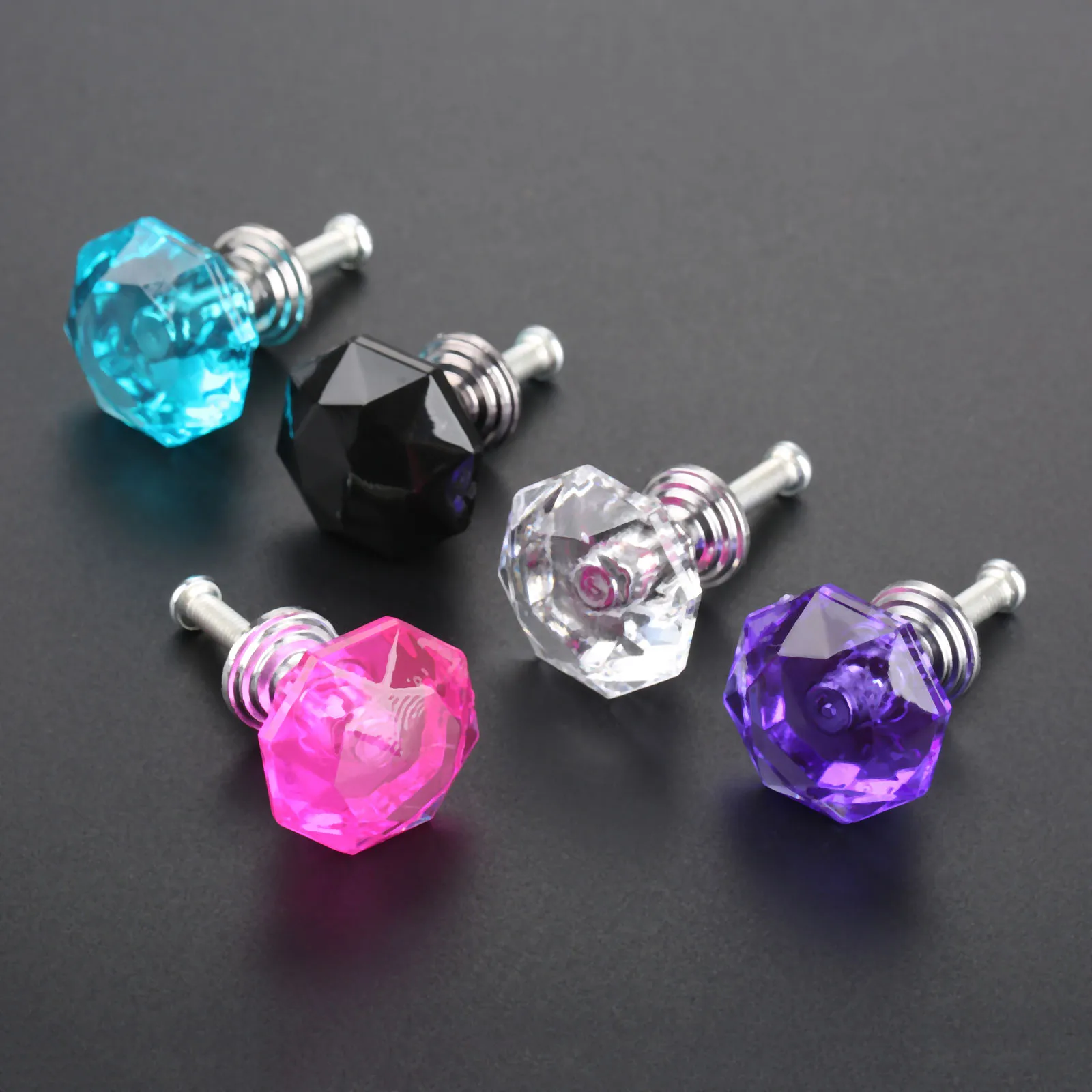 

24mm Elegant Diamond Crystal Cabinet Door Knob Drawer Cupboard Wardrobe Pull Handle Transparent Furniture Mini Knobs and Handles