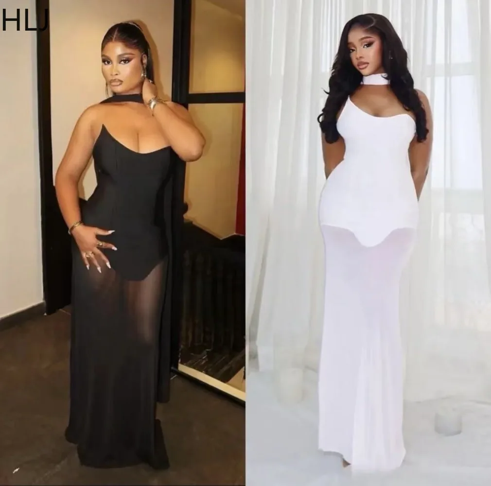 HLJ elegante cinta de malla Patchwork Vestidos ceñidos para mujer Color sólido sin mangas espalda descubierta ropa de calle femenina Vestidos 2025 nuevo