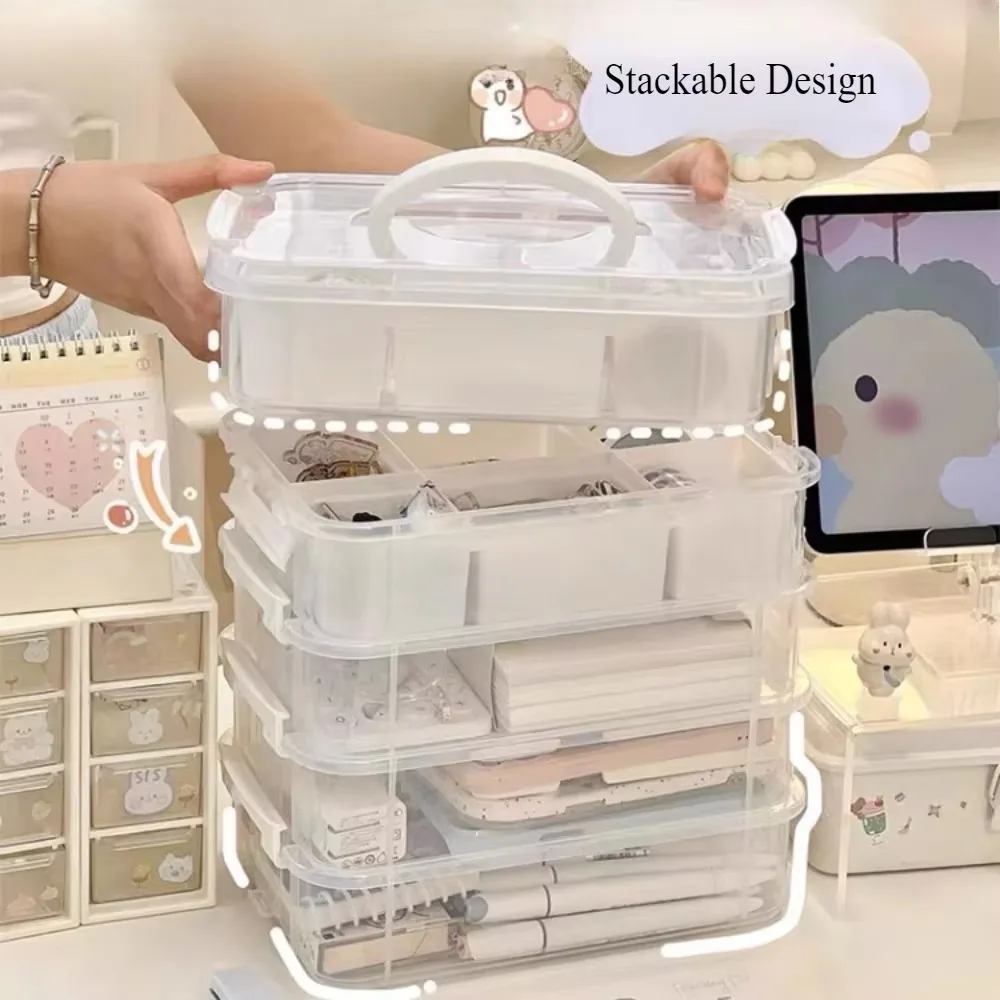 Multi Layer Stacked Suitcase with Partition Tray Toy Building Block Storage Box with Handle Cover Lock Storage Container image 3