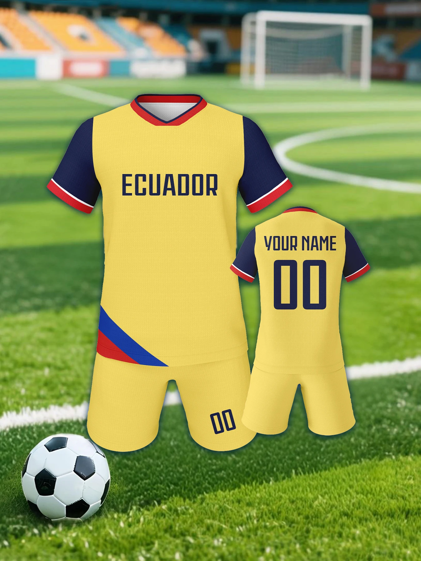 Custom Kids Ecuador Soccer Jersey Set Personalized Name Number Football Team Uniform for Boys Girls 3-14Y