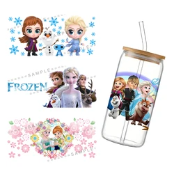 Nice Cute Disney Princess Frozen Design 3D UV DTF Cup Wrap Transfers Stickers Waterproof 16oz Glass UV DTF Wrap