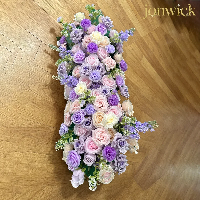 Hochzeits-Hintergrund, Tischläufer, Boden-Blumenbogen, lange Blumenreihe, Bogen-Dekoration, hängende Blumenreihe, Bankett-Blumenstreifen 200CM 100CM – Detail 5