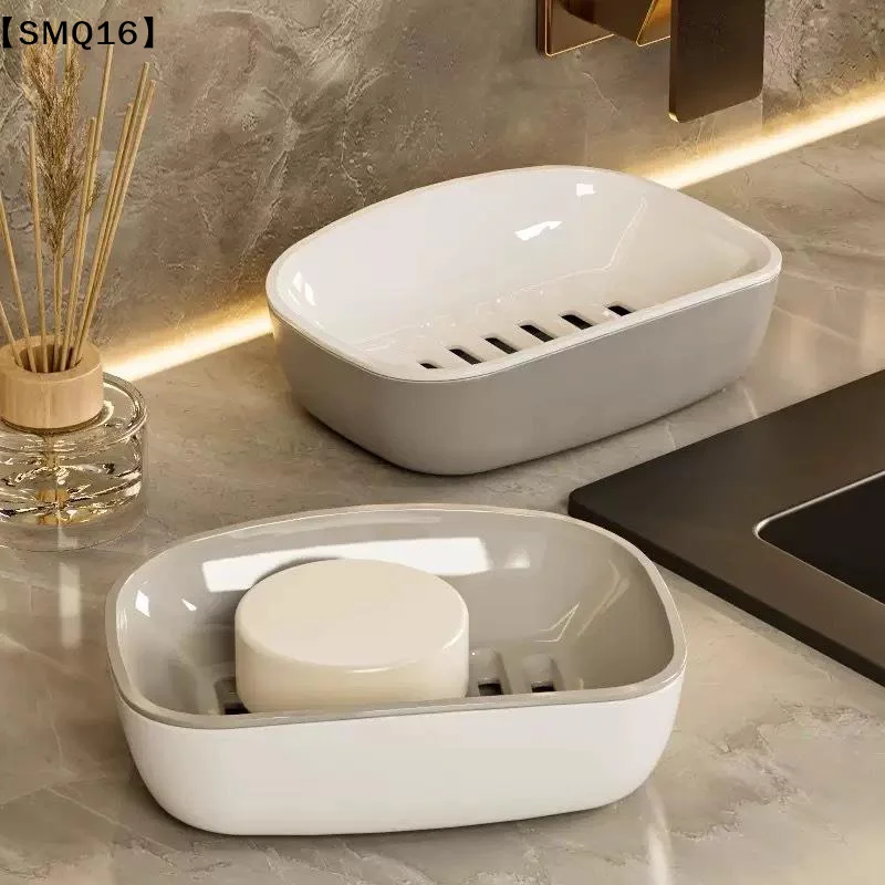 Two Layer Plastic Soap Dish With Self Draining Design Perfect For Bathroom Kitchen Sink Countertop Daily Use【SMQ】