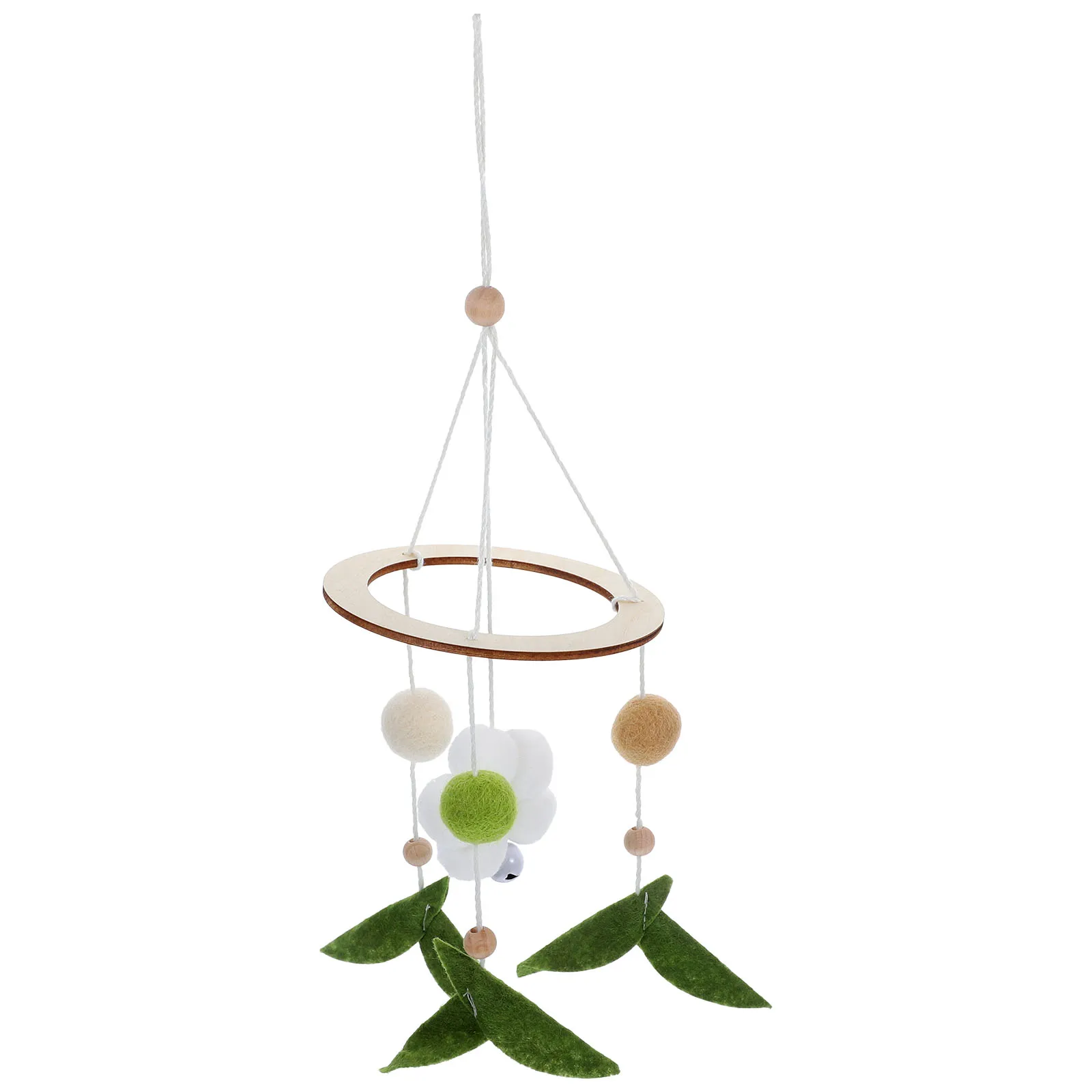 Sino de Vento para Berço com Padrão de Flores Trançadas, Material de Feltro Premium, Seguro e Amigável à Pele, Decoração para Quarto de Bebê, Pendente para Parede ou Porta