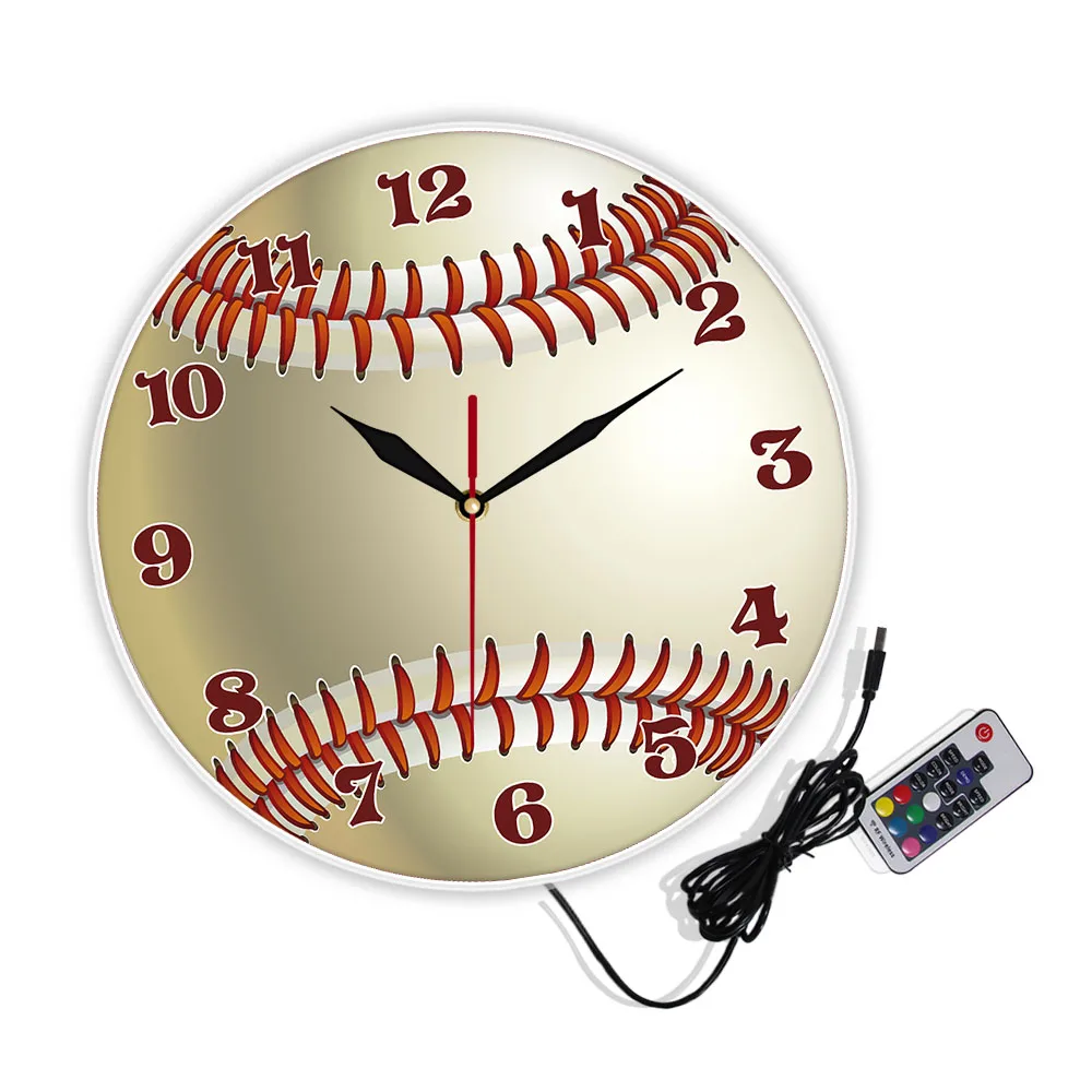 Baseball Custom Name 3D Wall Clock Sports Room Wall Decor Personalized Your Name Baseball Design Acrylic Printed Wall Clock