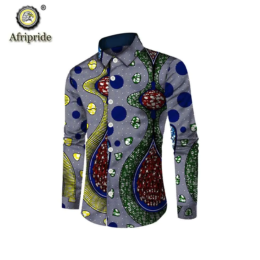 الأفريقية دعوى قمصان للرجل ملابس منقوشة dashiki القمم أنقرة الرسمي الرجال قميص الوقوف الرقبة طويلة الأكمام afriقبضة S1912002