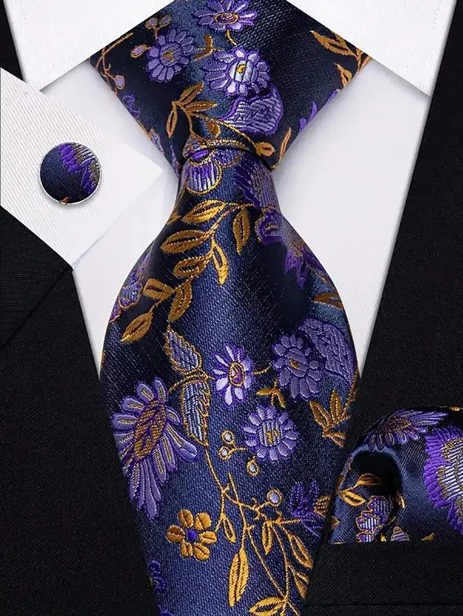 

Men Neck Tie Set With Cufflinks And Pocket Square For Business Formal Party