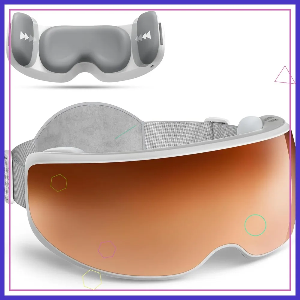 

Eye Temple Massager for Migraines Voice Control, FSA HSA Eligible, Slidable Temple Cushions, Heated Eye Mask
