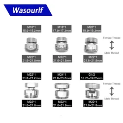 WASOURLF-조절 가능한 360 회전 수도꼭지 에어레이터 액세서리 어댑터, 수나사 M24 M20 1/2 주방 탭 피팅 회전 부품