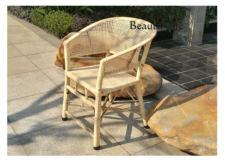 

Rattan chair natural handmade bamboo woven balcony casual single home backrest designer style high sense