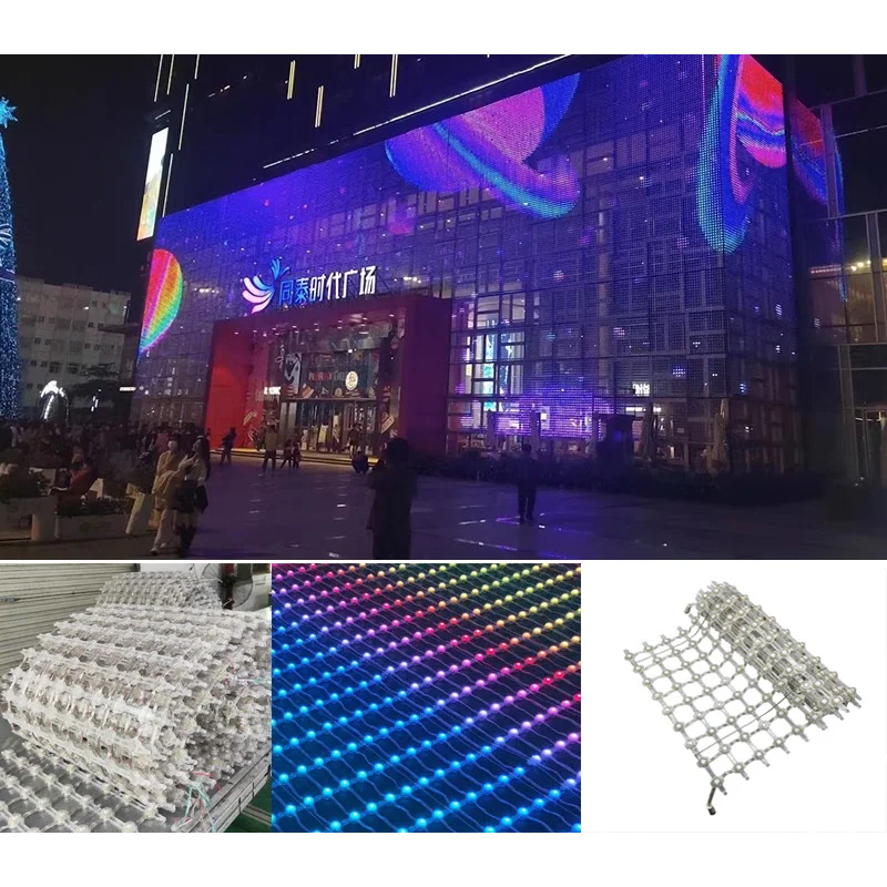 1M² LED Transparent Flexible Full Color Grid Screen Outdoor Waterproof Point Light Source Screen Programmable Matrix Display