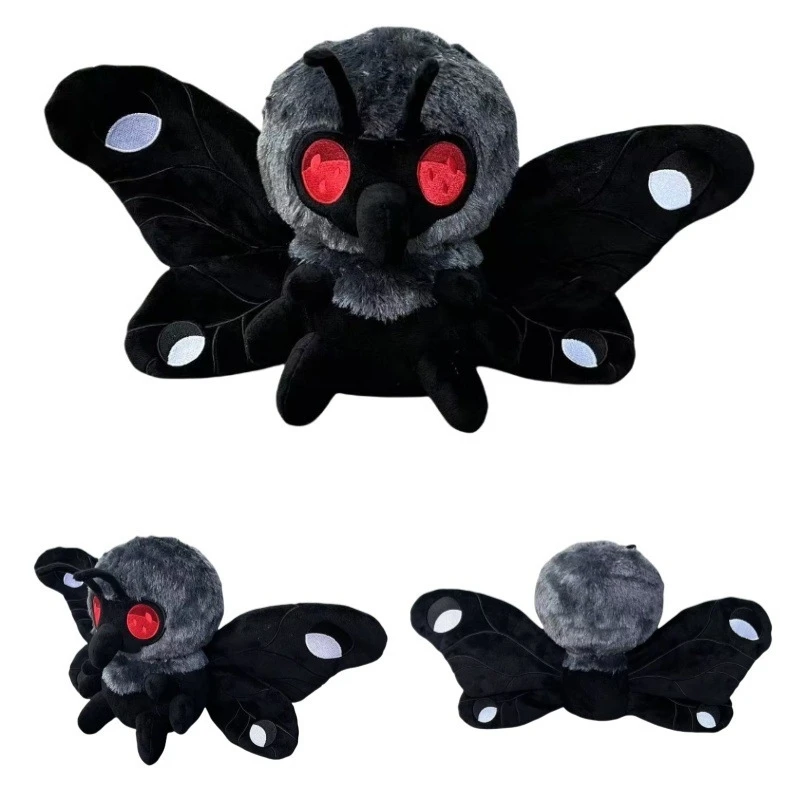 

Плюшевая игрушка Mothman, мягкая кукла, жуткая милая готическая фигурка для Хэллоуина, декор стола, домашний дисплей, подарок для подростков, взрослых