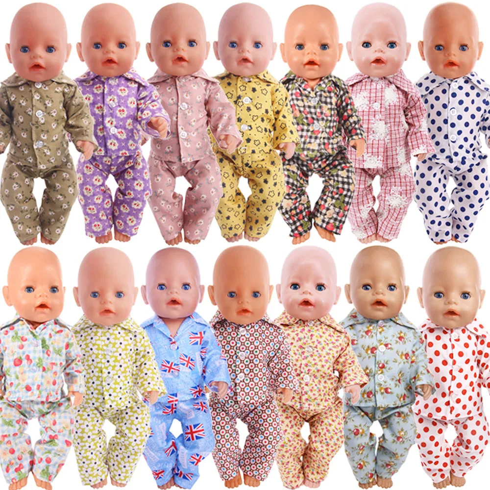 Doll Clothes Cute Floral Pajamas Outfit For 18Inch America Doll&43Cm Reborn Doll Accessories,Our Generation Girl's Toy Gift