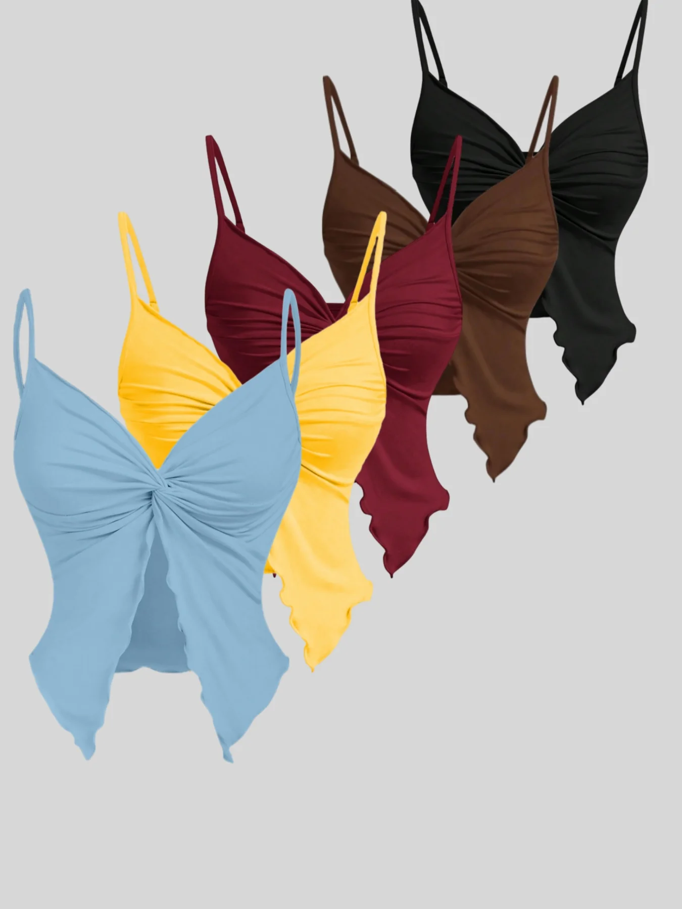 

New simple knot design solid-color women's halter top set of five pieces