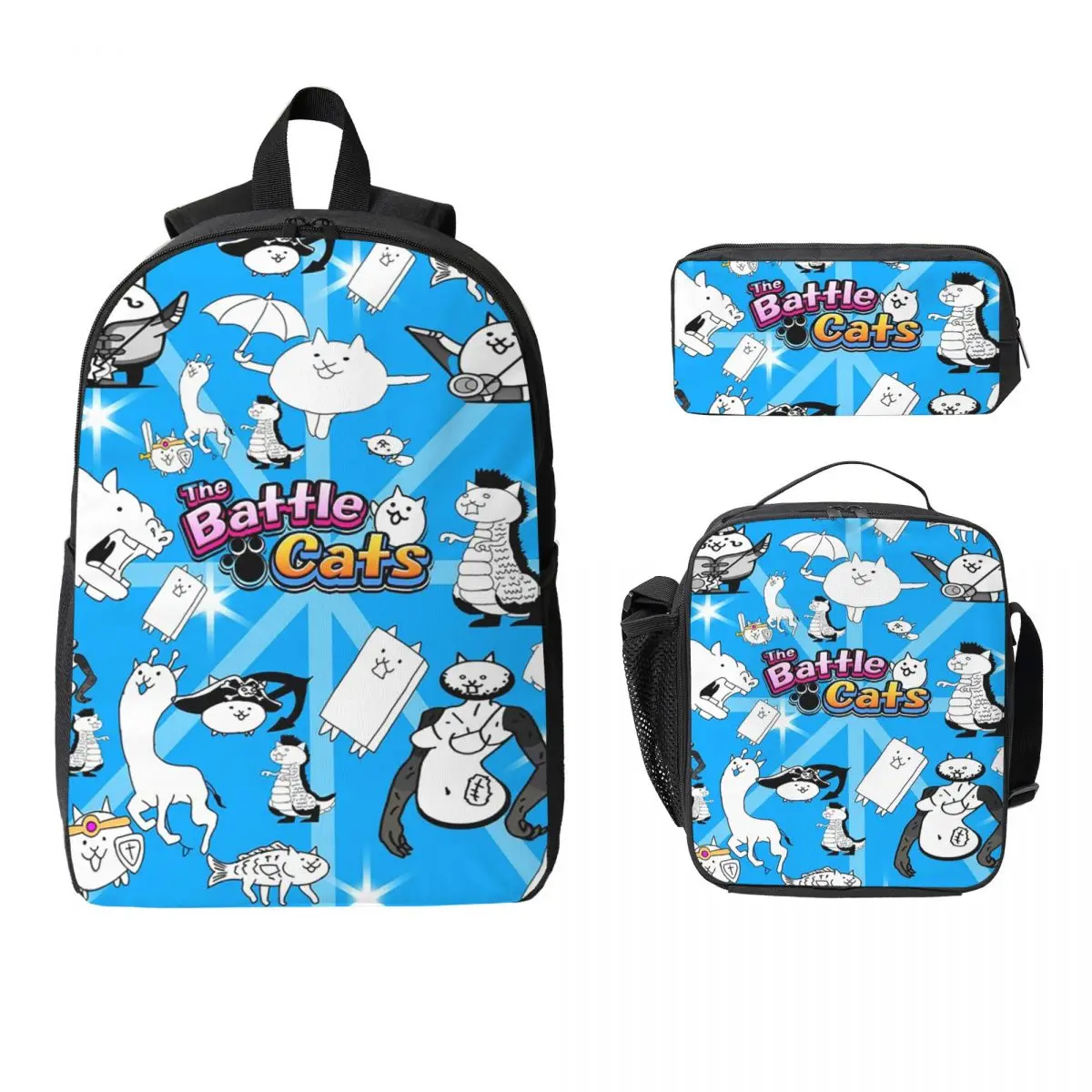 

Battle Cats Doddle Backpack Student Boys Girls BookBag School Bag Laptop Shoulder Bags 3ps Insulated Lunch Bag Pencil Case