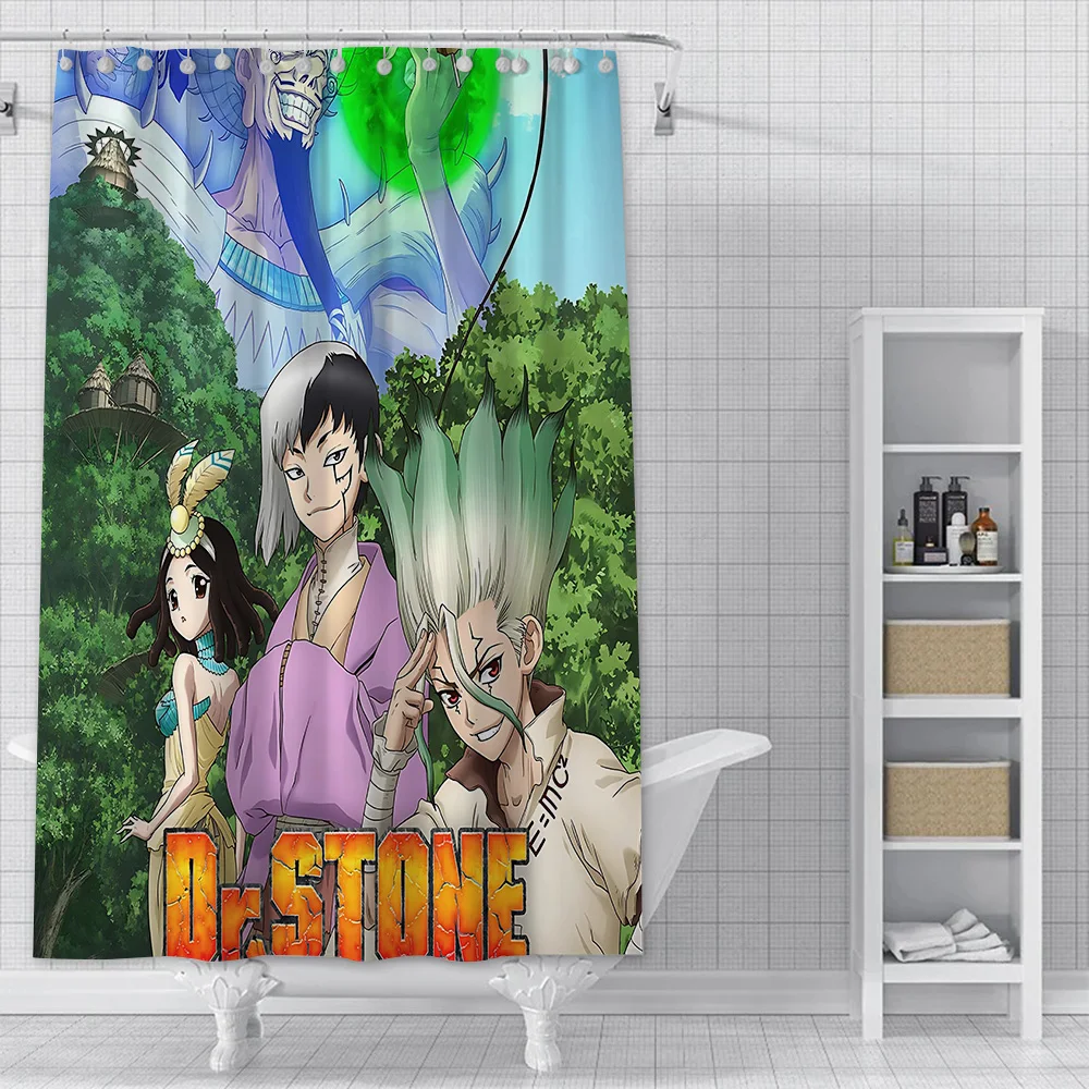 Anime D-Dr. STONE Shower Curtain Waterproof Polyester Fabric Paint Colorful Bath Curtains Home Bathroom Decor Curtain With Hook