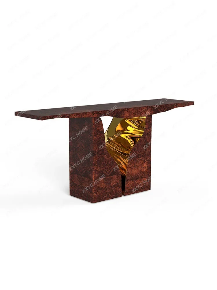 

Light Luxury Console Door-to-Door Art Corridor Wall Living Room a Long Narrow Table Stainless Steel Console Table