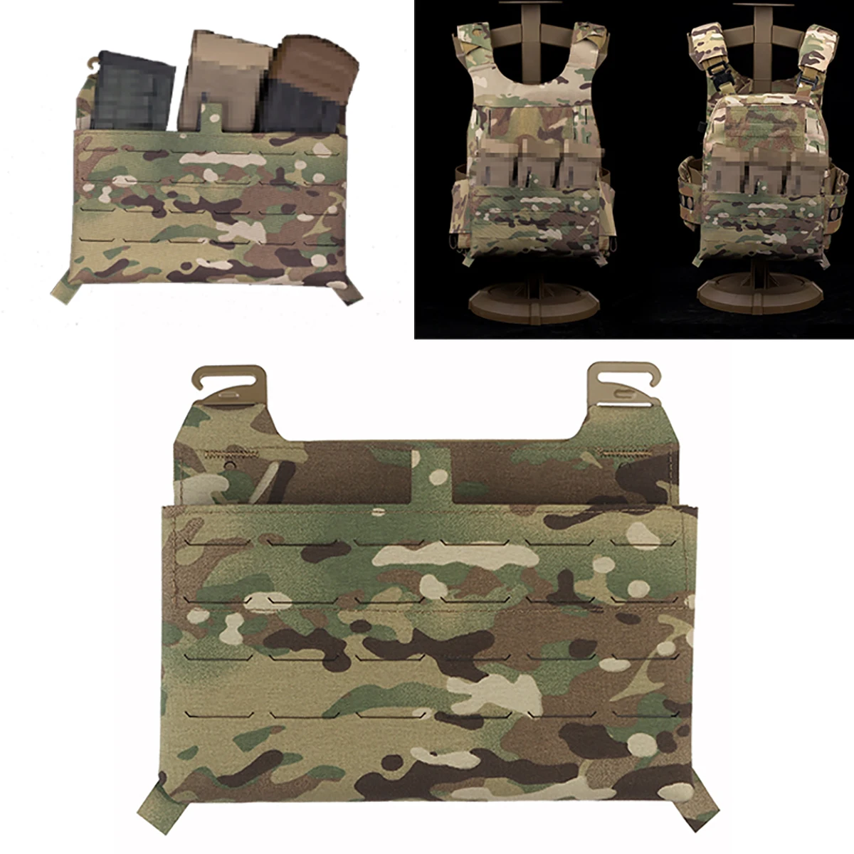 

Tactical Chest Plate Carrier Hunting Vest Kangaroo Front Flap Can Be Inserted Into Triple 5.56 Or Double 7.62 Magazine Pouches