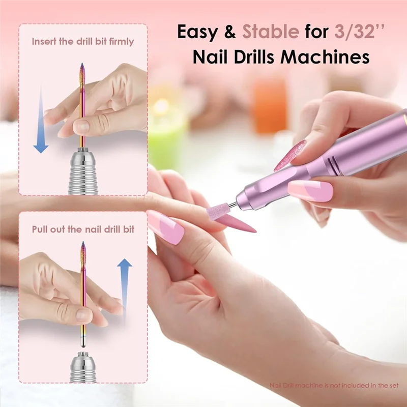 

AT21-3/32Inch For Nail Drill Bits Set(26Pcs)-Professional Safety Bits For Nail Drill, For Acrylic Tech Manicure& Pedicur