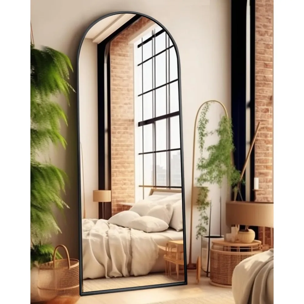 Freestanding Arched Floor Mirror - 58x18 Black Full Length Mirror for Bedroom, Living Room, Dressing Room - Elegant Arch Design,
