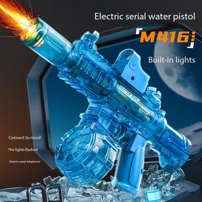 

Новинка 2023 года, водяной пистолет M416, полностью автоматическая игрушка для стрельбы, летний электрический водяной пистолет, пляжная игрушка для развлечений на открытом воздухе, детский подарок