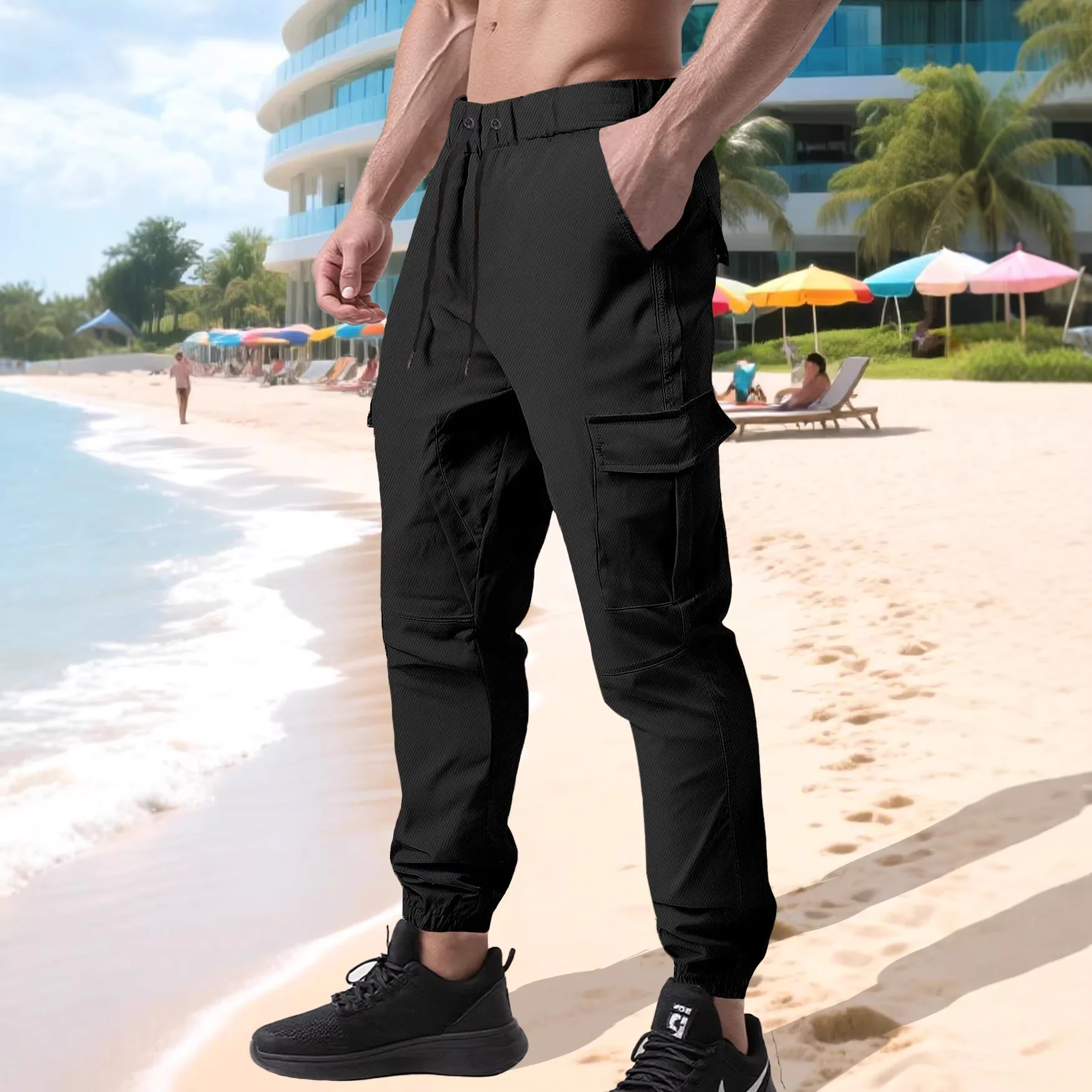 

Outdoor Casual Work Pants with Multi Pocket Design for Summer, Men's Quick Drying, Wear-resistant, Loose Sports Pants