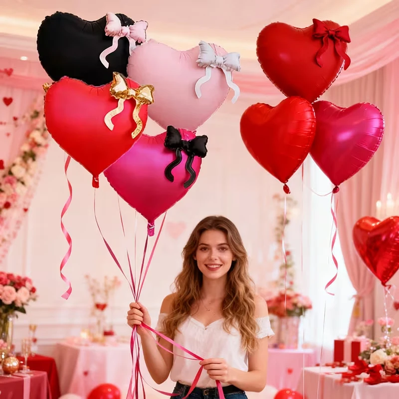 قطعتان من بالون الحب مقاس 22 بوصة مع ربطة عنق، لتزيين عيد الحب وحفلات الزفاف والذكرى السنوية وديكور الجو #5