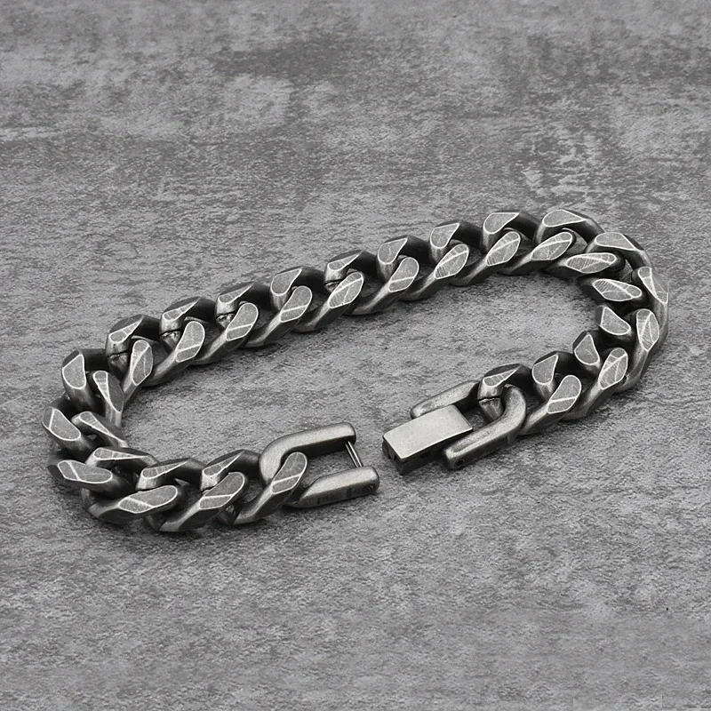 Punk Vintage Stainless Steel Rock Bangle Bracelet Cuban Chain Fashion Jewelry Hip Hop Rap Women Men Unisex Gift Party