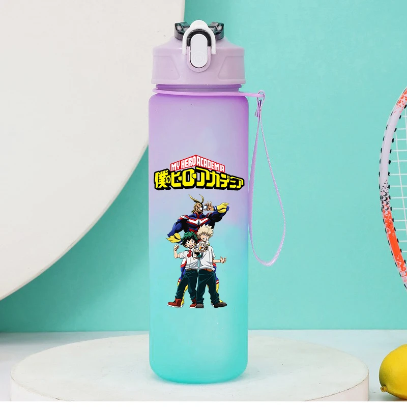 750ml Anime My Hero Academia Straw Water Bottle women men Cartoon Drinking Water Cup Outdoor Large Capacity Camp Drinkcup Gift