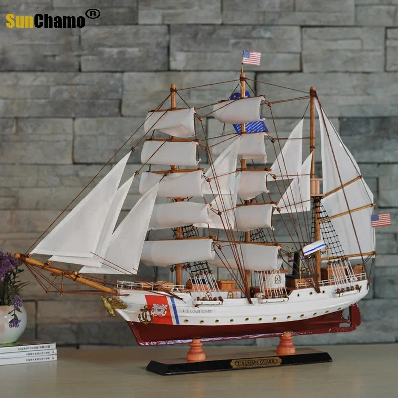 65cm Mediterranean Sailing Home Decorations Ornaments Wooden Crafts Gifts Creative Handmade Sailboat Boat Manual Craft Ocean