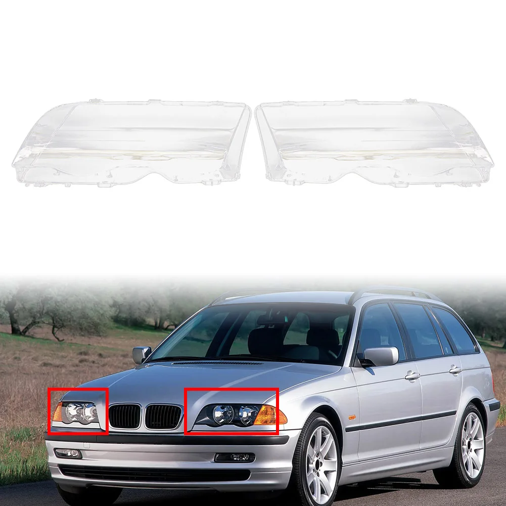 

1 Pair Transparent Car Front Headlight Lens Cover For BMW 3 Series E46 4 Door Sedan 1998-2001