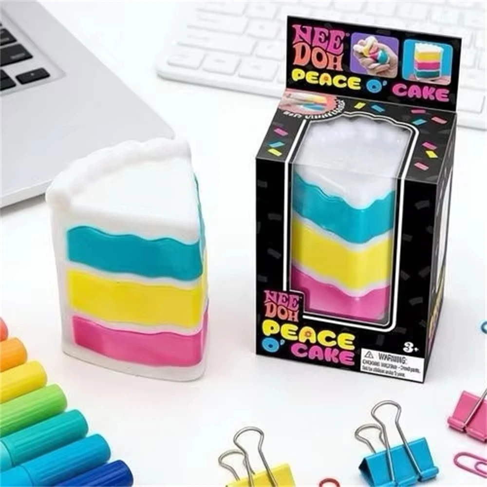 brinquedo-squishy-needoh-peace-o'-cake-brinquedo-sensorial-antiestresse-nee-doh-bolo-arco-Iris