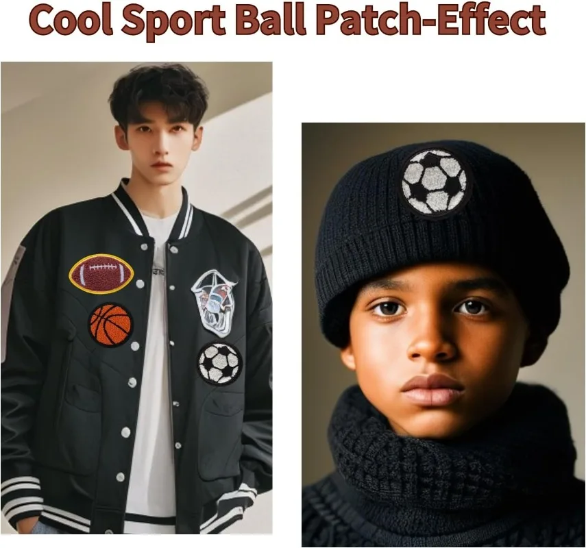 7pcs/14Pcs Ball Chenille Iron on Patches Sports Baseball Basketball Soccer Patches Sew on Embroidered  DIY Accessory for Clothes