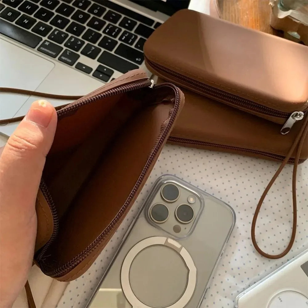 Portable Silicone Coin Purse Zipper Waterproof Earphone Bag Solid Color Cosmetic Bag Women Girls image 3