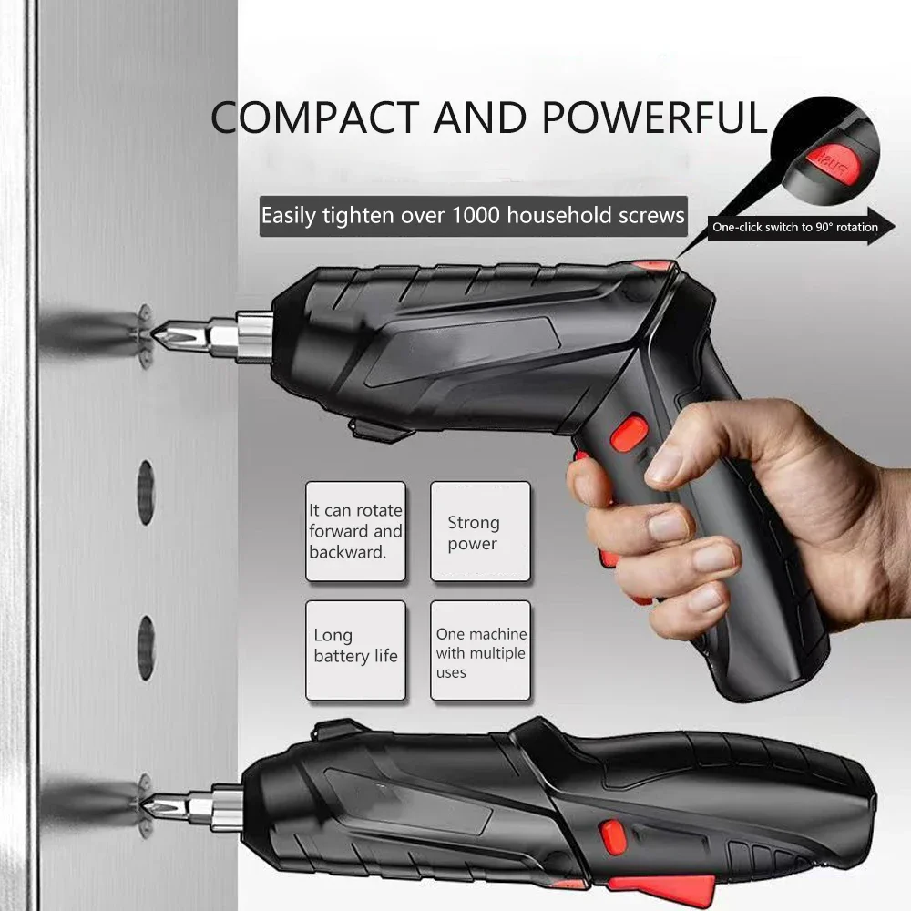 

Rechargeable 3.6V Cordless Electric Screwdriver Set Mini Drill Lithium Battery Power Tools 47Pcs Household Maintenance Kit