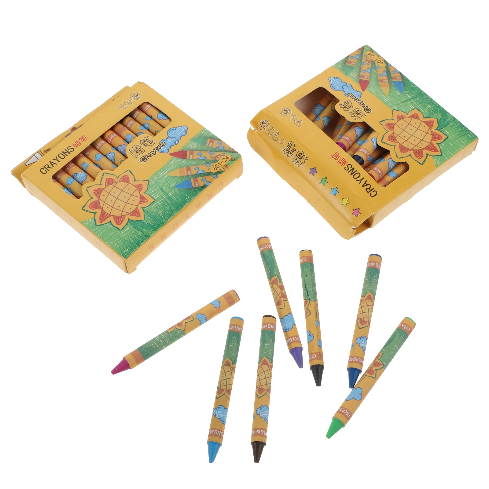 

48 Pcs Children Crayons 24 Colors Cartoon Drawing Pens Kids Painting Supplies Student Art Tools Coloring Books Gifts