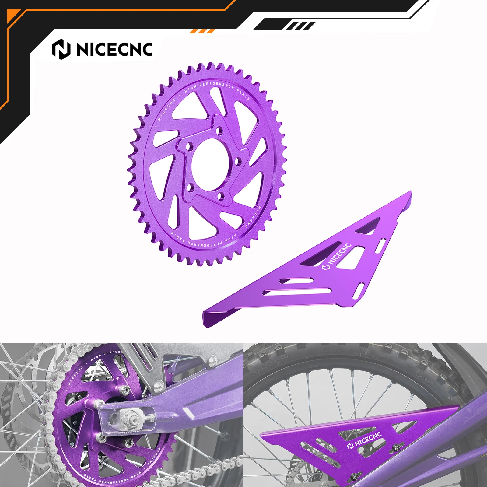 

NICECNC For Surron light bee X S L1E Segway X160 X260 2024 2025 Sur-Ron 48T Rear Sprocket & Chain Guard Electrical Motorbike