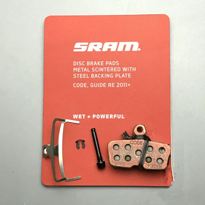 SRAM disc brake pads organic with steel backing plate  CODE, GUIDE RE 2011+ QUIET LIGHTWEIGHT