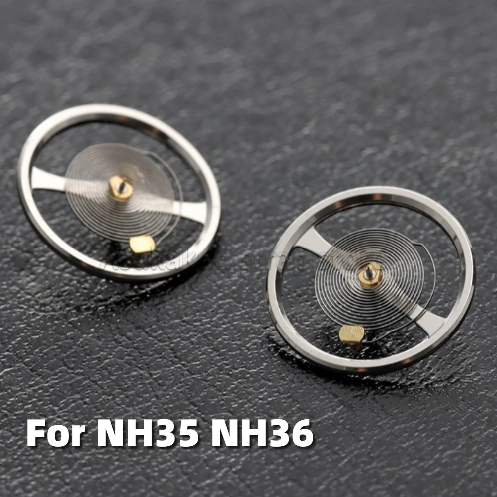 1 peça acessórios de movimento de relógio nova roda de equilíbrio nh35, roda de equilíbrio branca nh36 com hairspri para relojoeiro