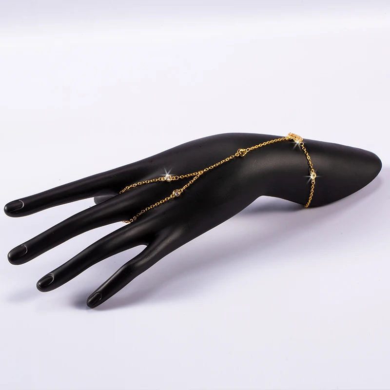 

Стильные тонкие браслеты-цепочки на палец, блестящие женские браслеты с одним цирконом, модные браслеты из нержавеющей стали