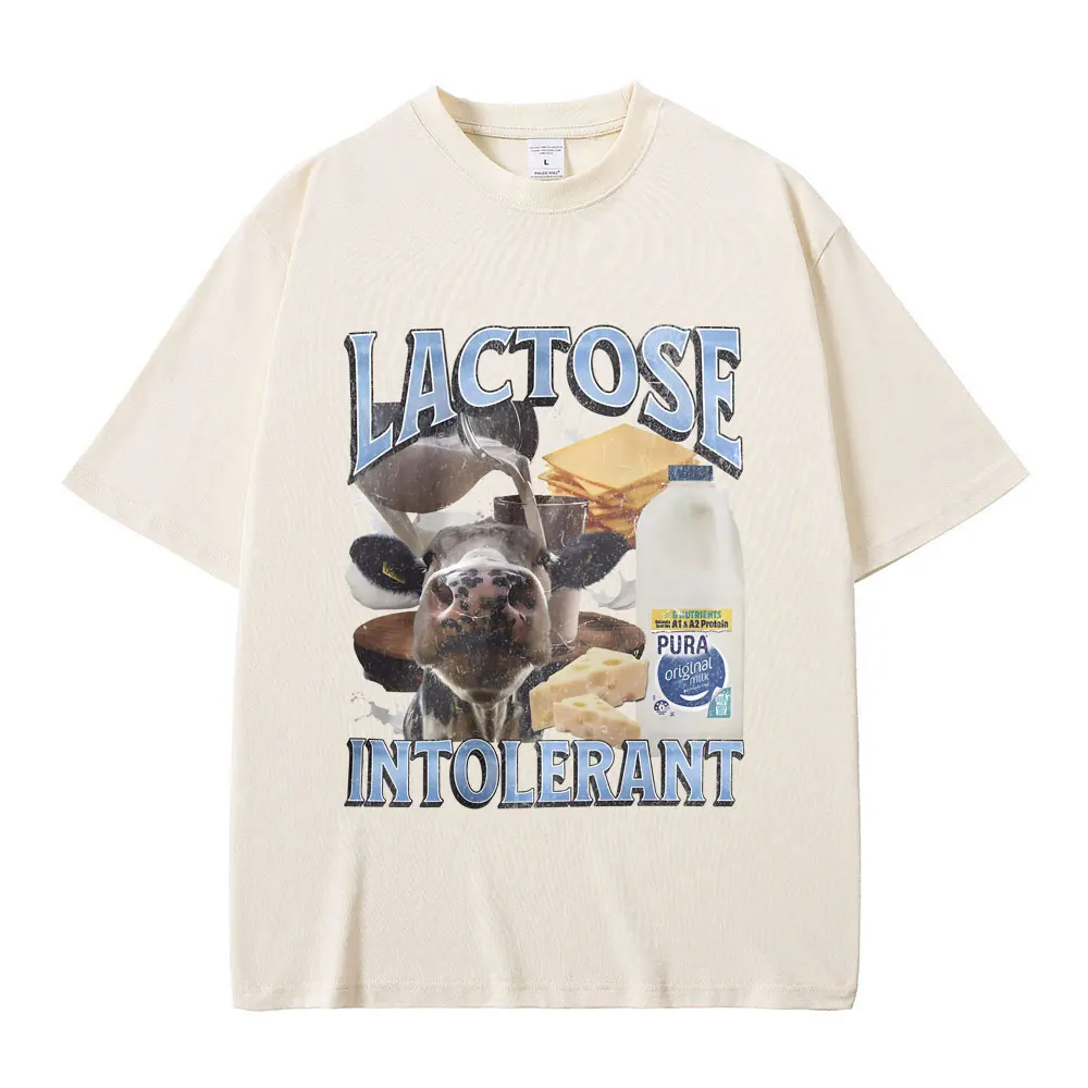 Lactose Intolerant Graphic T-shirt Male Fashion High Quality Cotton T Shirts Men Women's Casual Oversized Short Sleeve Tshirt
