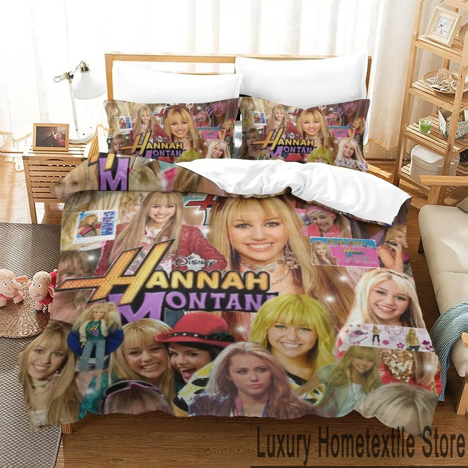 3D Print Hannah Montana Bedding Set Boys Girls Twin Queen King Size Duvet Cover Pillowcase Bed boys Adult Home Textileextile