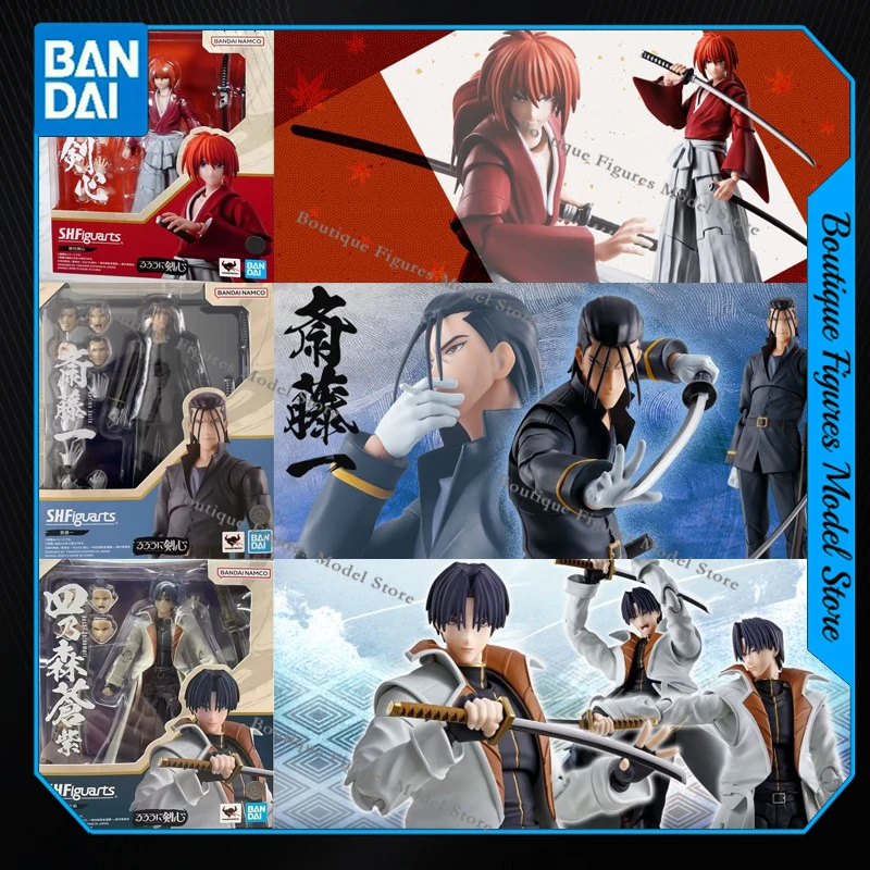 

Оригинальные фигурки Bandai SHFiguarts HIMURA KENSHIN HAJIME SAITO AOSHI SHINOMORI, коллекционные модели аниме-фигурок, подарок, детские игрушки