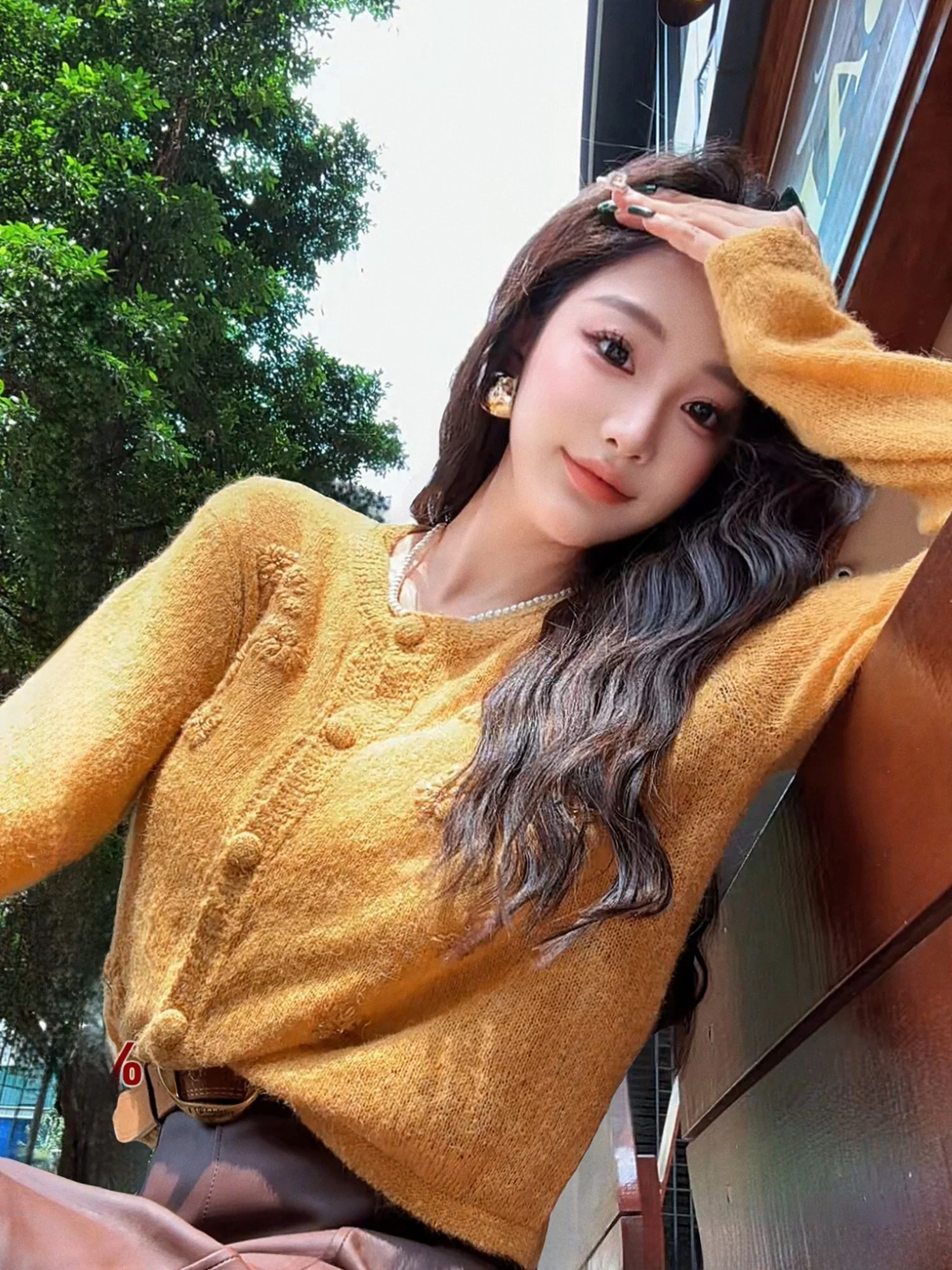 

Versatile Long Sve Sweater New Dadada Sweet Attracting Aosphere Autumn Match All Cotton Nylon Polyester Wool Blend Ladie...