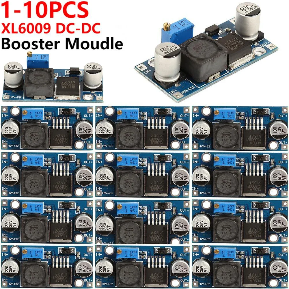 1-10PCS XL6009 4A Boost Converter Step Up Adjustable 15W 5-32V to 5-50V DC-DC Power Supply Module LM2577 Step-up Module